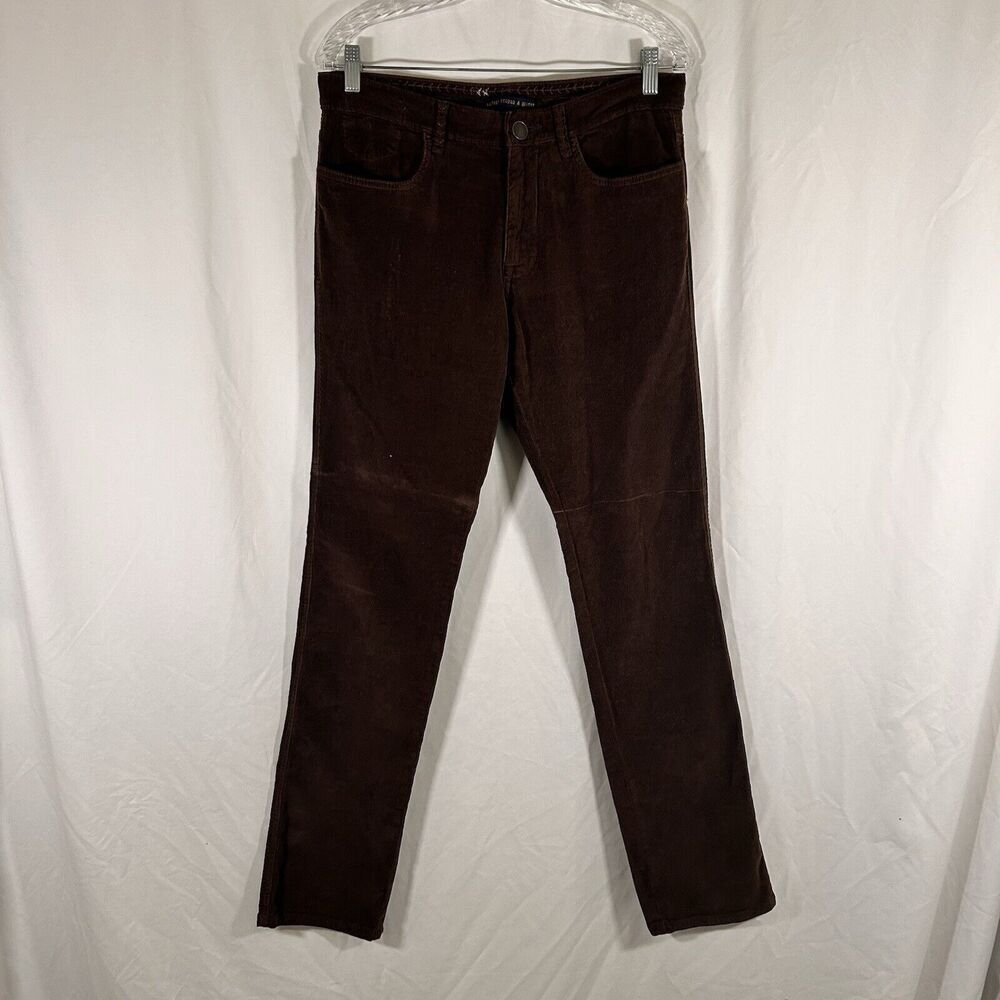 Tom James Corduroy Pants Men's 32 Brown Plush Original Vintage Washed Stone Beat